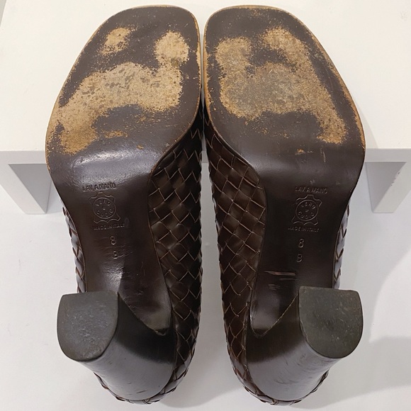 Bottega Veneta Vintage Round Toe Interecciato Woven Leather Block Heel Pump 38 8 - Picture 6 of 9